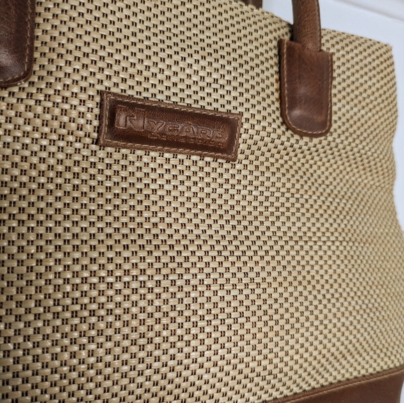 Nygard Handbag with fine woven raffia look and brown leather-look details - Picture 3 of 7